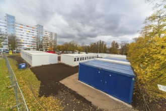 Living container for refugees, Dresden, Saxony, Germany, Europe