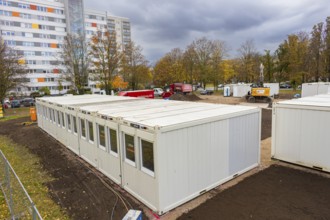 Living container for refugees, Dresden, Saxony, Germany, Europe