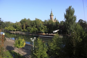 Banat, Timisoara, Timisoara, tower of the Romanian Orthodox Cathedral near the Bega Canal, Romania,