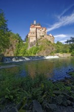 Kriebstein Castle, hilltop castle or Spornburg from the late Middle Ages on the River Zschopau,