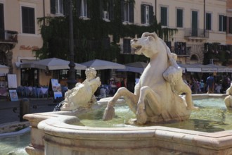 Detail of the Fountain of Neptune, Fontana del Nettuno, Piazza Navona, Parione neighbourhood, Rome,