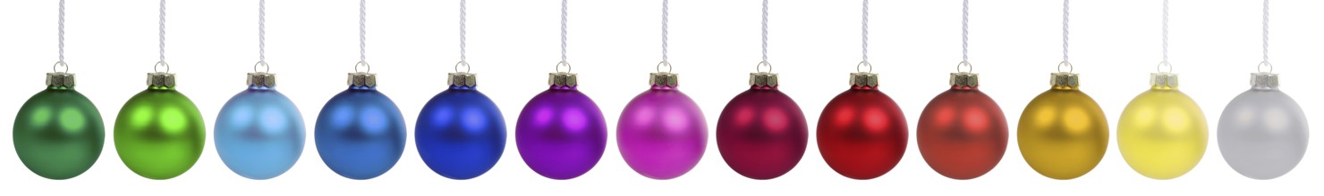 Christmas colourful Christmas baubles Christmas decoration baubles decoration in a row freestanding