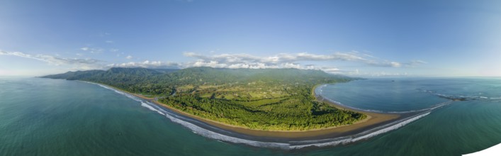 Aerial view, panorama, Marino Ballena National Park, Osa National Park, dream beach and sea of the