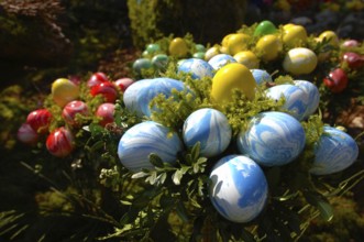 Easter custom, Easter fountain in Franconian Switzerland, detail, here in Bieberbach, district of