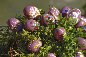 Easter custom, Easter fountain in Franconian Switzerland, detail, here in Bieberbach, district of