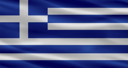 Greece flag background with texture. Close up of the Greece flag waving