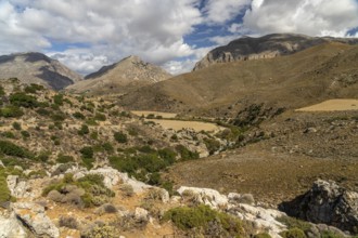 Hiking trail in the landscape of the south-west coast near Preveli, Crete, Greece, Europe