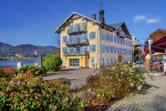 Town hall on the lakeshore. Location Tegernsee, Tegernsee, Tegernsee Valley, Mangfall mountains,