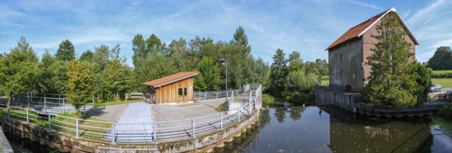 Alfers Mühle, dam and former watermill on the Berkel, Gescher, Münsterland, North Rhine-Westphalia,