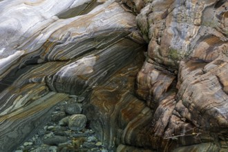 Rocks, rock structures, Verzasca River, near Lavertezzo, Verzasca Valley, Valle Verzasca, Canton