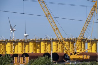 Transhipment centre for offshore wind turbines, which are transported here by the manufacturer and