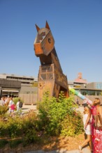 Trojan horse, accessible for children, during Cavalluna summer camp, at SHOWPALAST MÜNCHEN, the