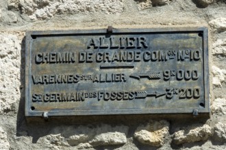 Historic coachman's plaque dating from the 19th to early 20th century in Billy, Allier,