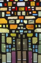 Glass blocks, coloured glass, cemetery near the parish church of St. Mauritius, Langenenslingen,