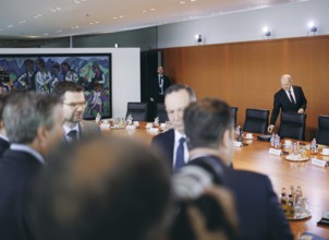 Federal Chancellor Olaf Scholz, (SPD), recorded during the cabinet meeting at the Federal