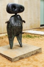 Statue Personnage, Museum Fundacio Joan Miro, artist Joan Miró, CEAC, Montjuic, Barcelona, Spain,