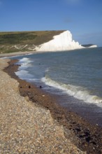 Chalk cliffs of the Seven Sisters from Seaford Head, East Sussex, England, United Kingdom, Europe