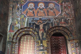 Amhara region, near Gondar, Gonder, mural painting in the church of Debre Berhan Selassie, built in