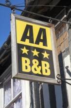 Three star AA sign for bed and breakfast hotel accommodation, Dedham, Essex, England, United