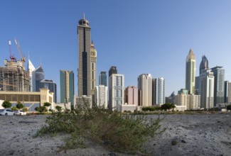 Dubai, Downtown skyscrapers and Sheik Zayed Road, United Arab Emirates, Middle East, Asia