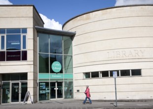 Modern architecture of new public library building Calne, Wiltshire, England, United Kingdom,