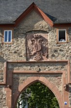 Coat of arms of the medieval Friedberg Castle with imperial eagle above the south gate,