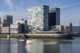 Media Harbour, Düsseldorf, old and modern architecture in the former harbour, now a mixture of