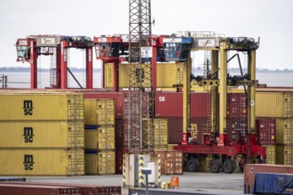 Container terminal in the seaport of Bremerhaven, Eurogate Container Terminal with almost 50