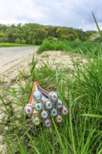 Fibre optic cable, freshly laid along a dirt road, provision of high-speed Internet in rural areas,