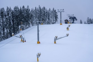 Closed ski area on the Poppenberg, empty, abandoned, access ban, lockdown, during the Corona