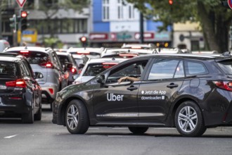 Rental car, taxi, provided to passengers via an app by the online hire service Uber, in Düsseldorf,