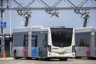 Fast charging station for electric buses at Amsterdam Schiphol Airport, the entire fleet of