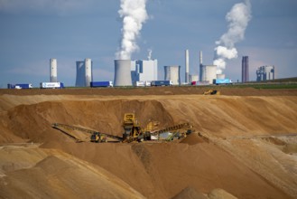 Garzweiler II open-cast lignite mine, excavator filling up the pit on the eastern edge of the