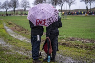 Demonstration against the demolition of the lignite village of Lützerath, from the village of