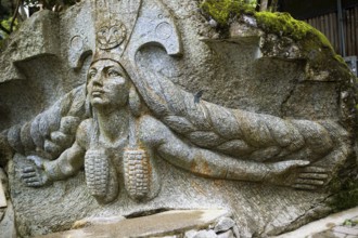 Pachamama sculpture in Machu Picchu Pueblo or Aguas Calienes, Cusco region, Peru, South America