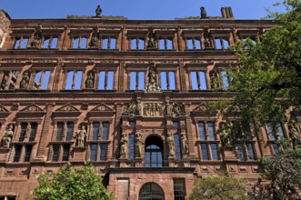 Ottheinrich's building of the Heidelberg castle ruins, destroyed in 1689, castle courtyard,