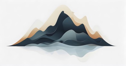 Minimalist illustration of an abstract mountain that cycles through day and night, symbolizing