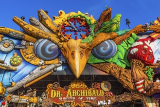 Virtual reality adventure ride, Dr Archibald-Master of Time, amusement ride and ghost train,