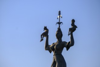 Imperia at the harbour entrance, by artist Peter Lenk, Constance, on Lake Constance,