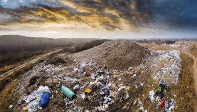 Symbolism, aerial view of a rubbish dump, AI-generated, AI-generated, AI generated