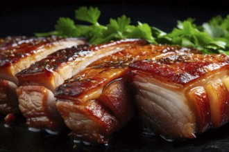 Juicy pork belly meat. KI generiert, generiert, AI generated