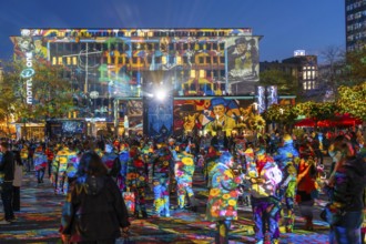 Essen Light Festival, in the city centre, light art on Kennedyplatz, the Berlin artist Daniel