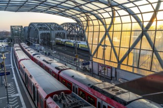 Elbbrücken S-Bahn station, the S3 and S5 S-Bahn trains run here, Commuter, Hamburg Germany