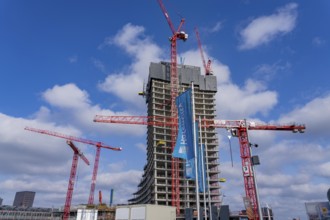 Shell of the Elbtower construction project, the architectural completion of Hafencity Hamburg, in