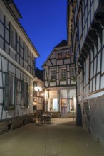 The old town centre of Hattingen, half-timbered houses, street below the church square, North