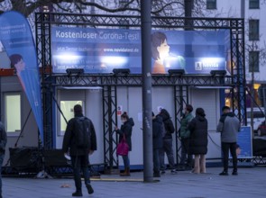 Corona test centre in the city centre at the main railway station, Essen, North Rhine-Westphalia,