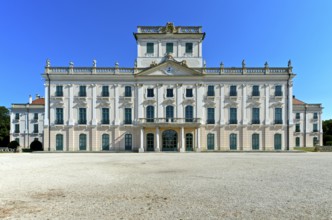 Eszterhazy Palace, also known as Eszterháza Palace or Fertöd Palace, palace view from the French