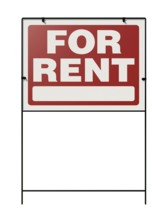 For rent real estate yard sign isolated on a white background