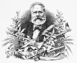 Portrait of Fritz Reuter, Mecklenburg-Vorpommern, Germany, poet, writer, glasses, beard, suit,