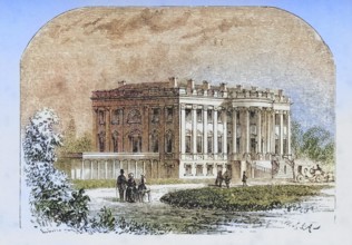 The White House in Washington DC in the 1870s. From American Pictures Drawn With Pen And Pencil by